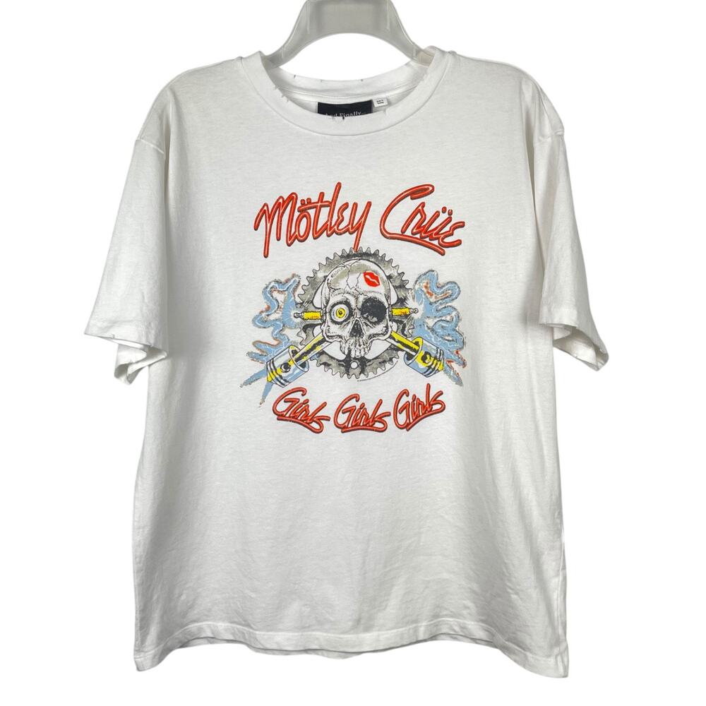 And Finally Top Shop Motley Crue Girls Girls Girls White Shirt Women's Sz 12 / L